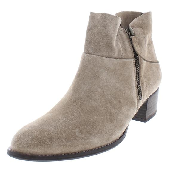Paul Green Womens Pandora Taupe Suede Stacked Heel Ankle Booties Shoes NWT - Picture 1 of 2